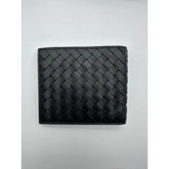 Bottega Veneta Intrecciato Bifold Wallet Mens Black Woven Leather - Picture 4 of 5
